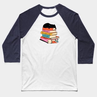 Books and Plant Black Cat in orange Baseball T-Shirt